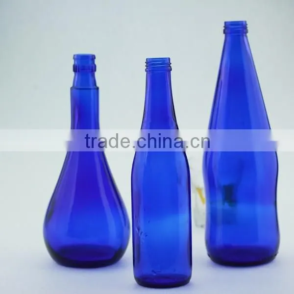 Fashional new product frosted alcohol bottles beverage wine bottle 500ml paint blue glass bottles
