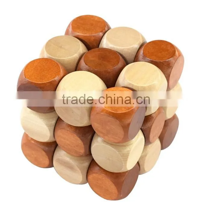 Brain training small educational 3D wooden cube puzzle