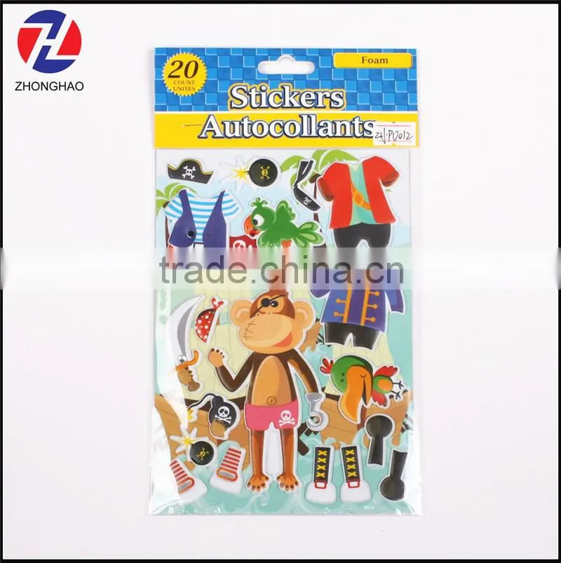 New design custom unique dress up doll puffy sticker