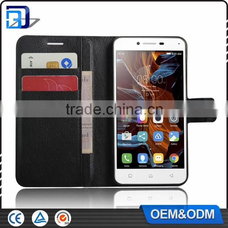 for lenovo k5 leather case, Litchi Design Credit Card Wallet Stand Flip leather case for Lenovo Vibe K5 mobile phone cover