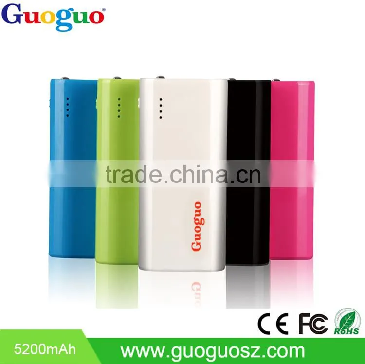Top Selling Mobile Phone Rechargeable Power Bank 5200mAh for iPhone and Samsung