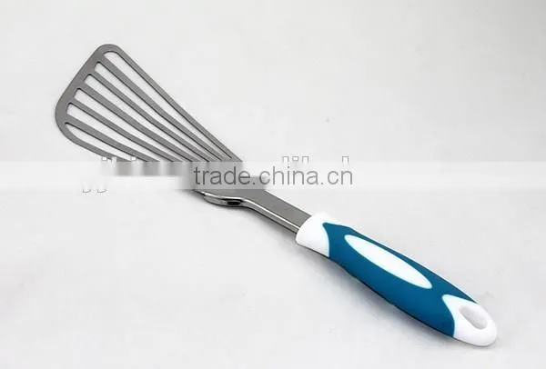 PP+TPR material handle type cooking tool stainless steel frying turner with gear edge