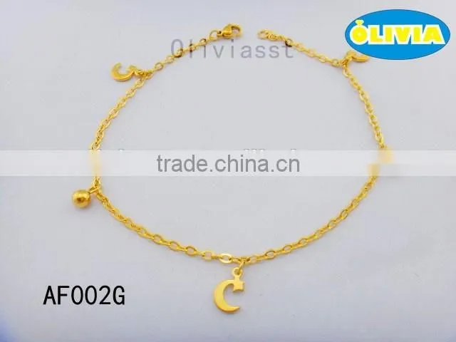 Olivia Jewelry Fashion Gold Plated Stainless Steel Anklet With Moon Pendant Beautiful Girls