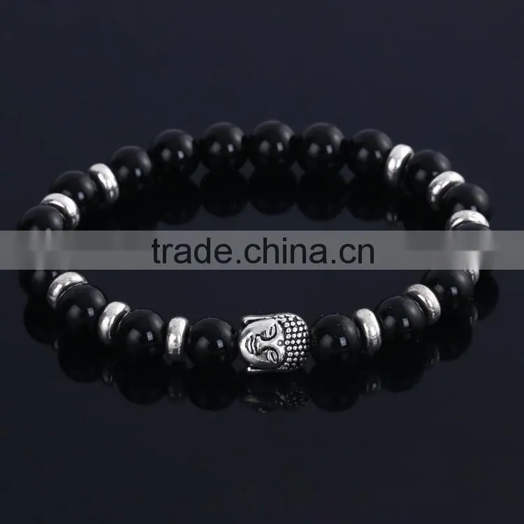 Hot Antique Crystal Rhinestone Leopard Head Lava Stone Buddha Bracelet