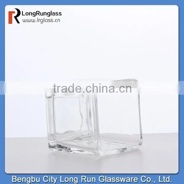 LongRun high quality 100g transparent square shape glass candle holder