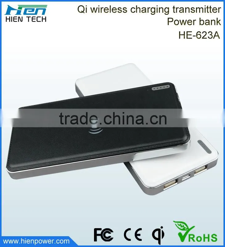 High Quality Qi Wireless Charger Power Bank 6000mAh Rechargeable Battery USB Charging Pad Powerbank for Mobile