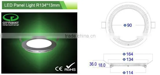 super slim 160mm cut out 12w LED Round Panel Light office with PC fireprof material for innovative lighting