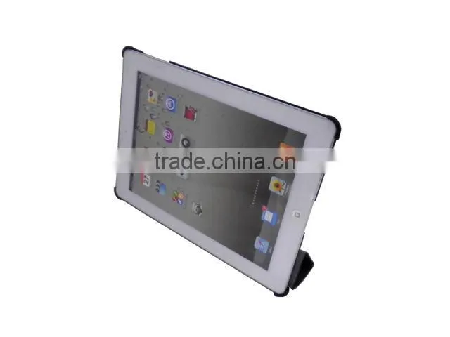 Heat setting stand leather case for the new iPad 3 Black
