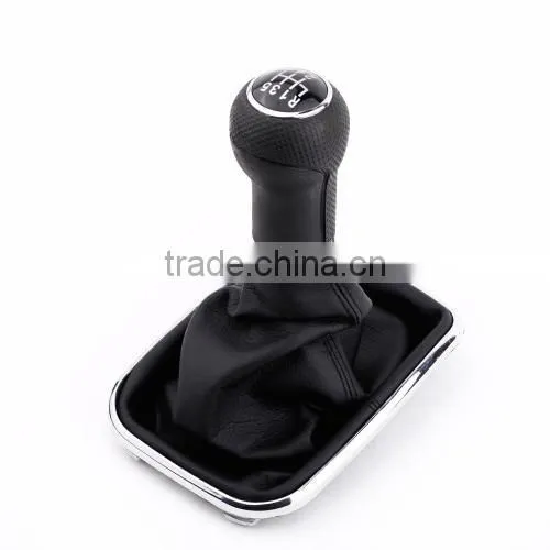New 6 Speed Gear Shift Knob Gaitor Boot Black PU Leather