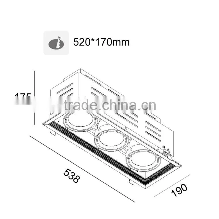 CITIZEN COB GRILIE 3 Head Gimbal Led Downlight TEC002HGR75W