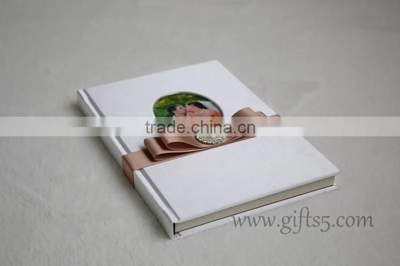 Handmade Hardcover custom wedding guest book with photo frame