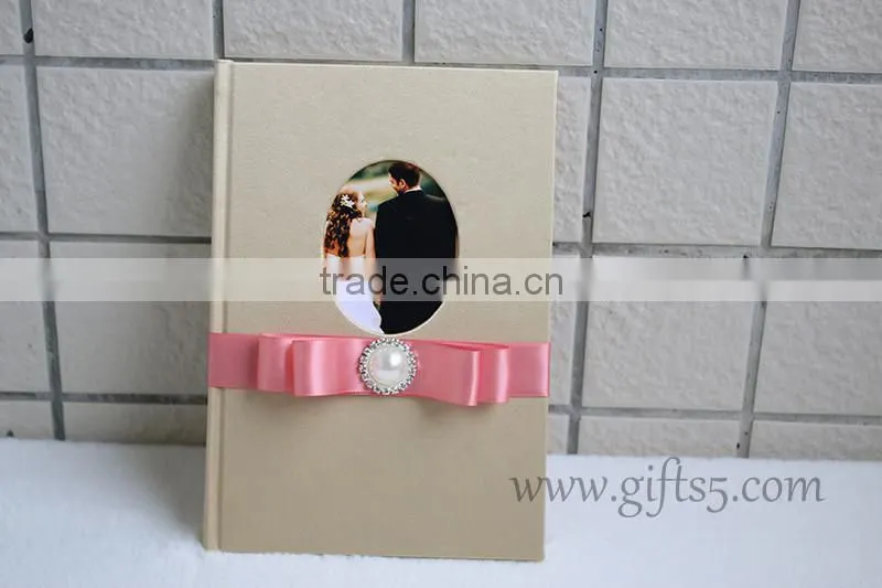 Gold Wedding Guest Book with photo frame