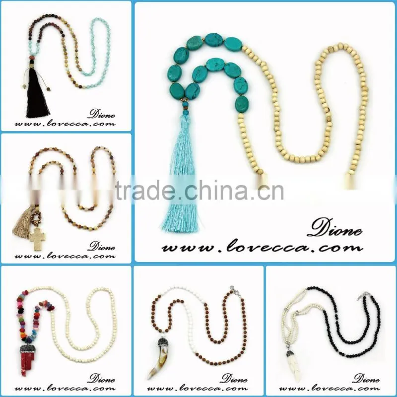 Blue stones charms new design long necklace jewelry