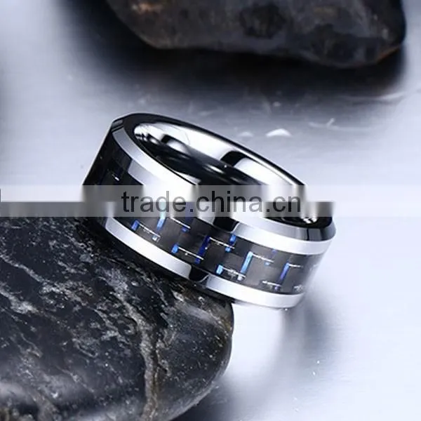 Top Quality Fashion Black Carbon Fiber Tungsten Steel Ring