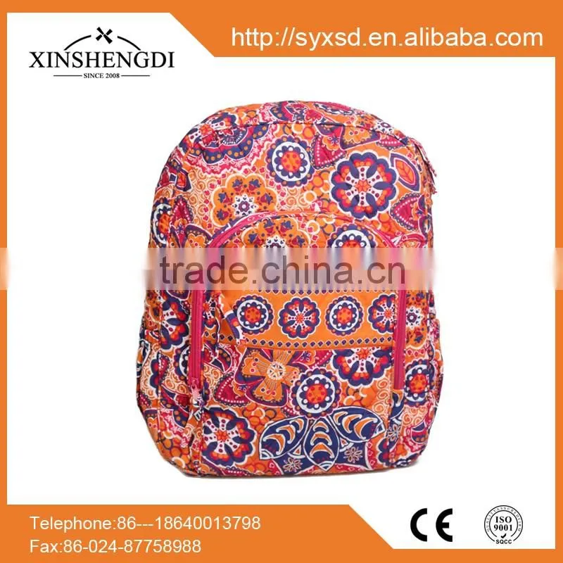 New design cotton colorful quilted pattern zip supreme backpack