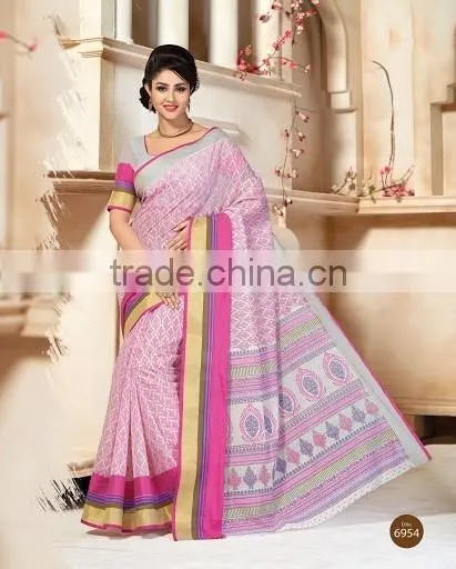 Blue Cotton Silk Saree