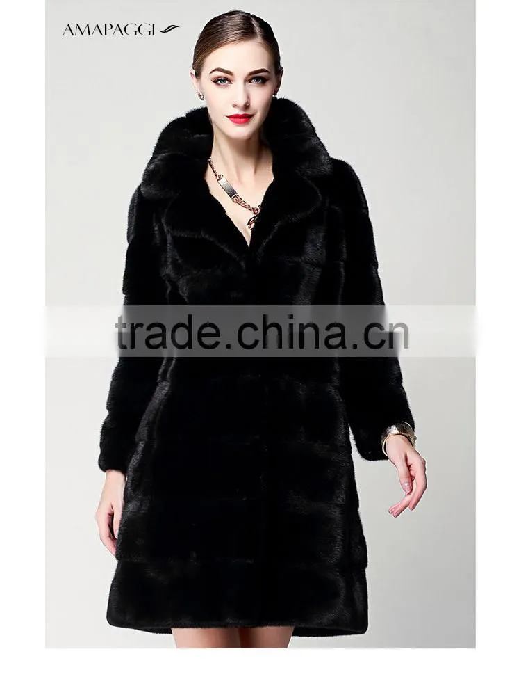 2015 popular winter real mink fur coat for womens