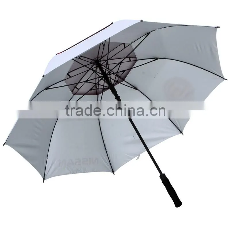 Silver Coated Fiberglass Double Layer Golf Umbrella