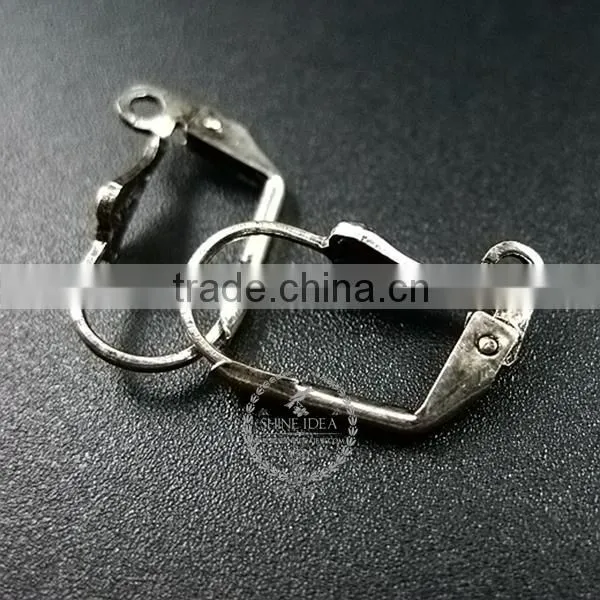 12*6mm vintage antiqued silver shell simple lever back earrings hoop base settings loop supplies 1702076