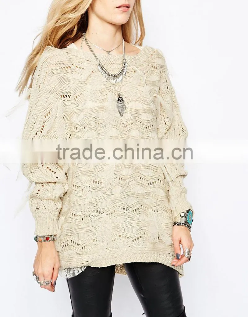 women men children 100% Acrylic Hippie Longline knit Sweater