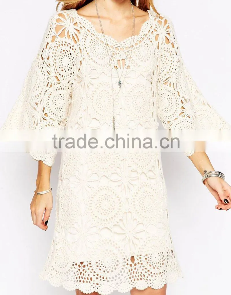 High fashion design hand -made sweater dress crochet dress tunic sweater dress