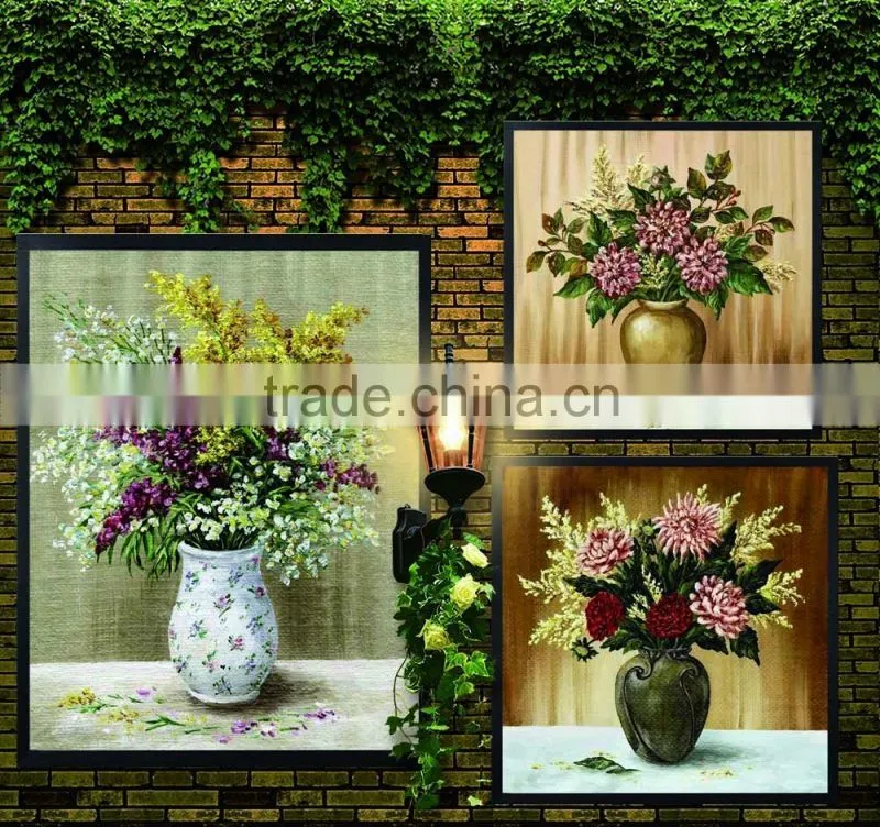 Most popular triptych art painting with frame , Triptych Painting