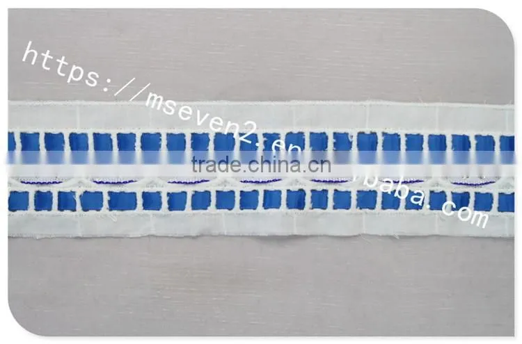 Fashion Design 5cm width embroidery satin ribbon with cotton triming