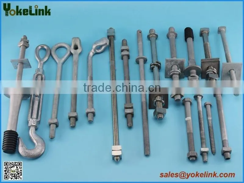 ANSI C135.1 HDG square head bolt for pole line accessory