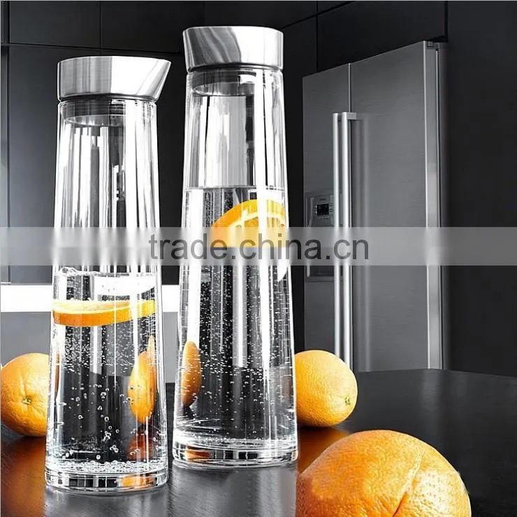35 Oz Glass Drip-free Carafe with Stainless Steel Silicone Flip-top Lid, Glass Water Pitcher, Glass Fridge Carafe, Ice Tea Maker