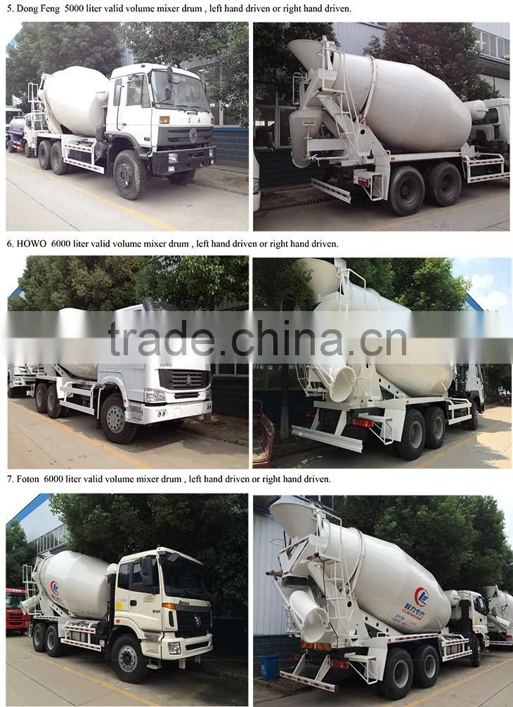 Howo 6*4 type 270hp~371hp 5 m3~6 m3 concrete mixer truck