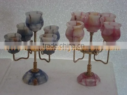 WholeSale 2017 New Design BEST POPULAR ONYX PATCH COLORED CANDLE HOLDERS STANDS
