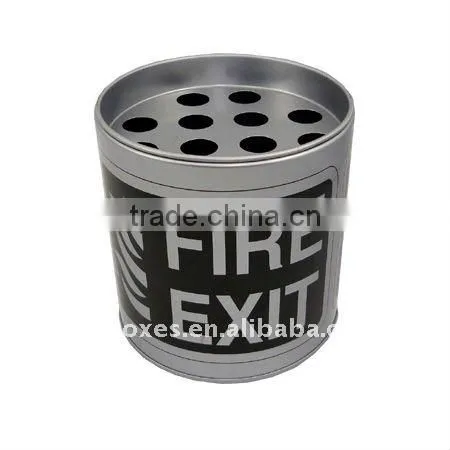 round tin ashtray