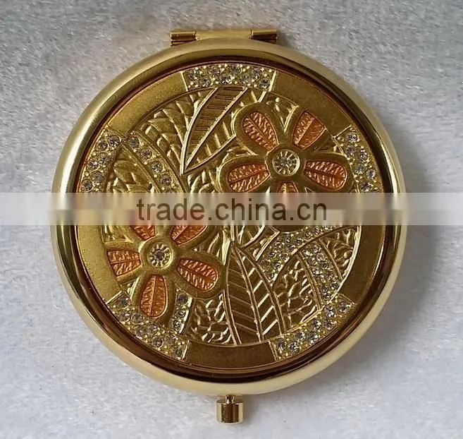 gold folding pocket mirror ,gold compact mirror