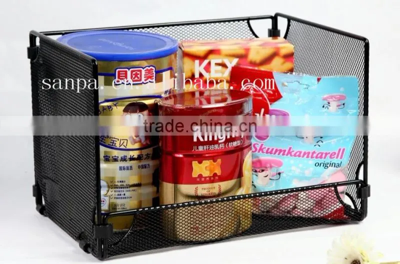 High Quality Iron Metal Mesh Black Office Desk Organizer Stationery Storage Basket/Home Sundry Storage