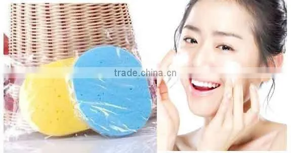 round cosmetic cellulose sponge with skin