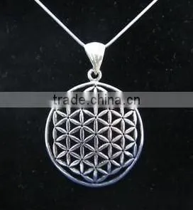 silver flower of life pendant, flower of life earring