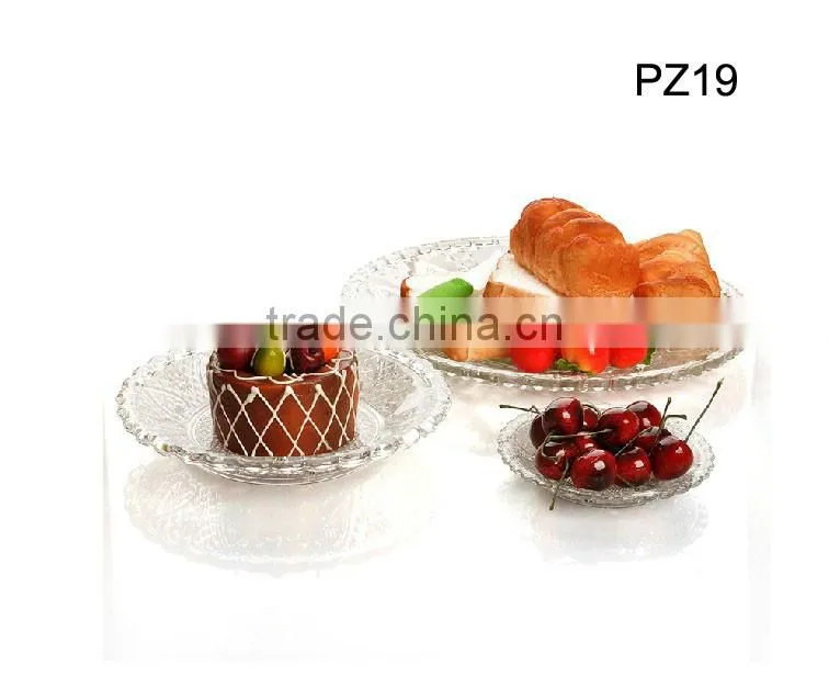clear diamond crystal tableware round plate for food or pasta