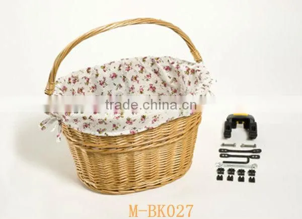 Oval wicker bicycle basket & bicycle accessory