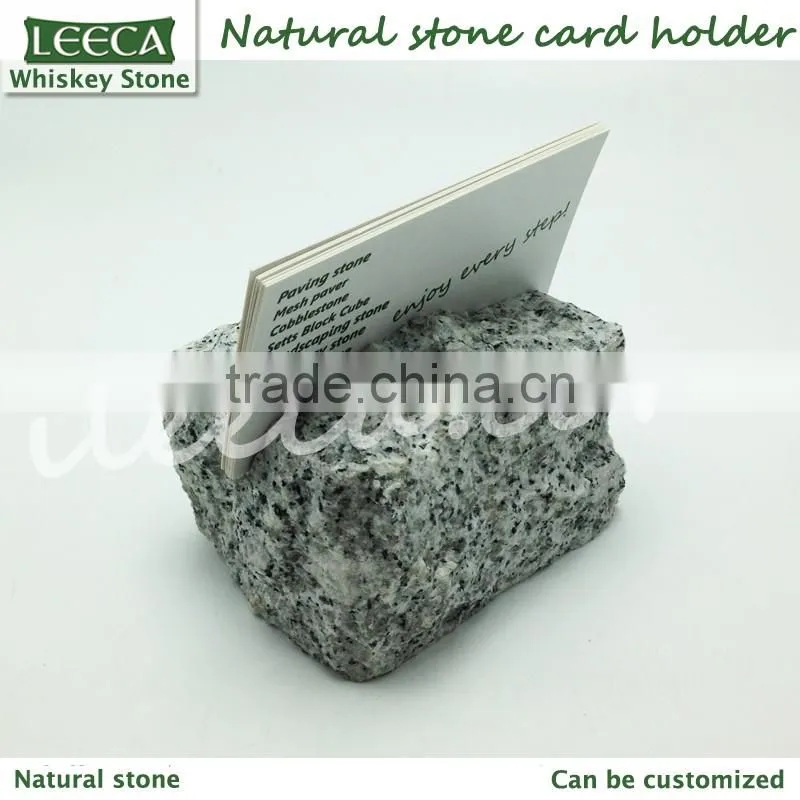Business card holder round shape natural stone rock for gift for business man