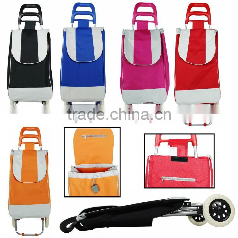 Shopping Trolley Handy Polyester Bag Brown Grocery Wheeled Storage Grocery Cart