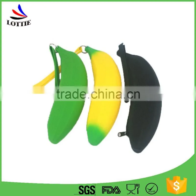 Banana shape silicone pencil case Wallet Coin Zipper Bag