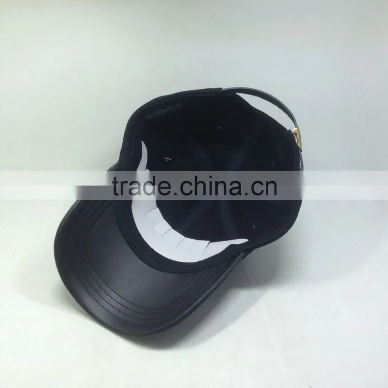 Leather Embroidery And Brim Dad Hat, Embossed Buckle , Hang Tag , Cap