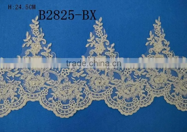 Fasion wedding accessories rhinestone bridal veil lace trim