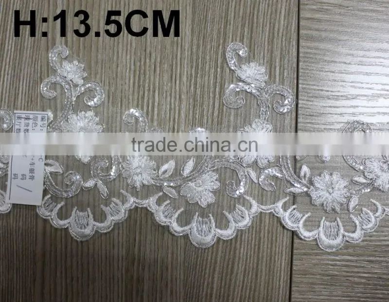 Cotton Lace Embroidery Wedding Fabric Trims for Bridal Wedding Apparel BY YARD
