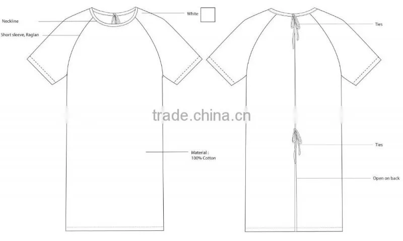 High quality 100 cotton material printing pattern patient gown for hospital unisex use