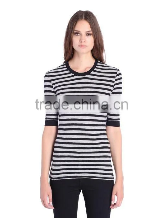 High quality round neck girls shorts sleeve tight t shirt