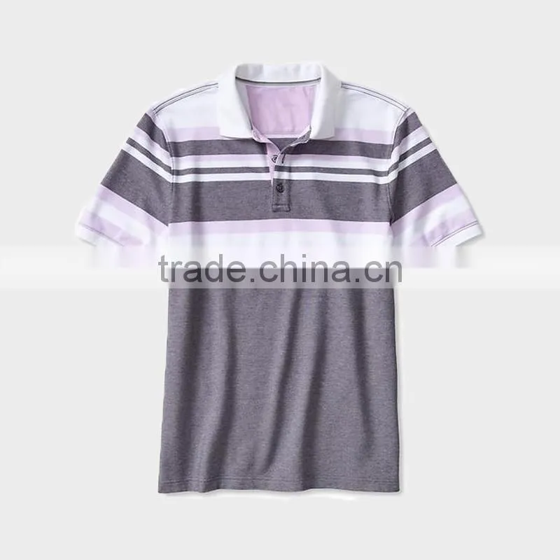 China alibaba wholesale men's mixed stripe grey color short sleeve polo shirt