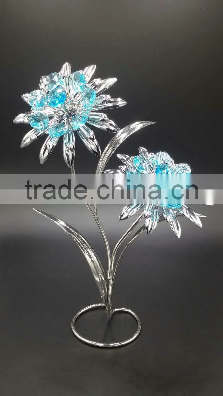 k9 crystal flower with golden plated