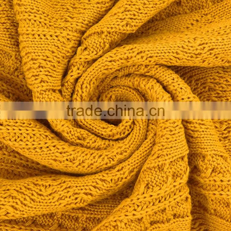 promotion solid color 100% knitted acrylic orange blanket