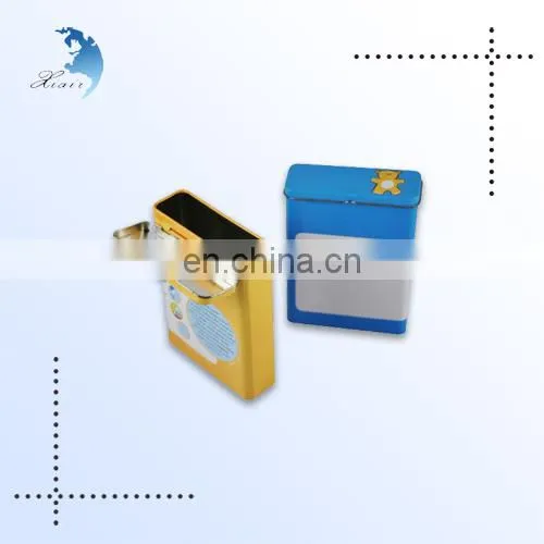 2014 New Style Customized Non-toxic Printed Rectangular Metal Tin Box With Flip Lid